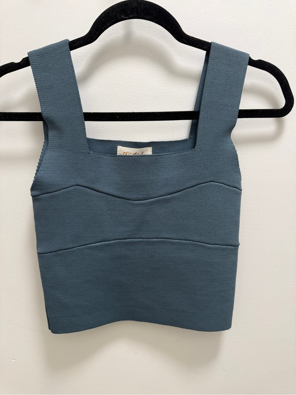 Listicle Slate Blue Square Neck Crop Top